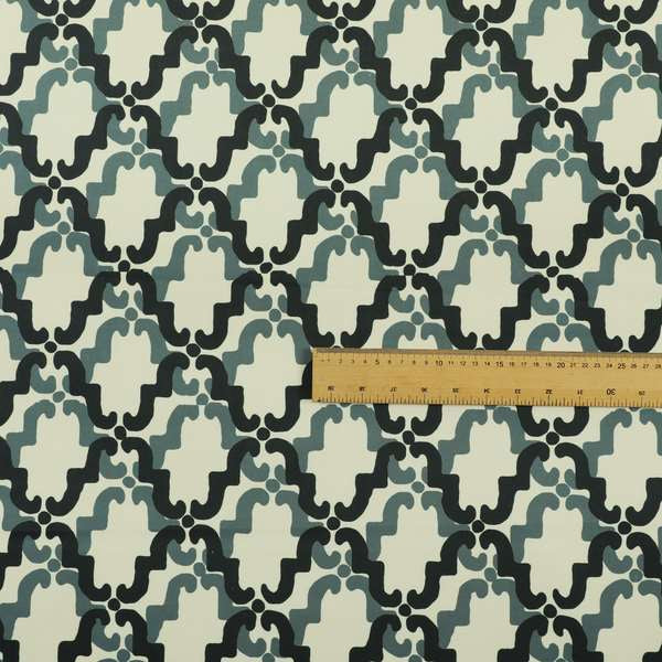 Freedom Printed Velvet Fabric Collection Blue Medallion Pattern Upholstery Fabric CTR-50 - Roman Blinds