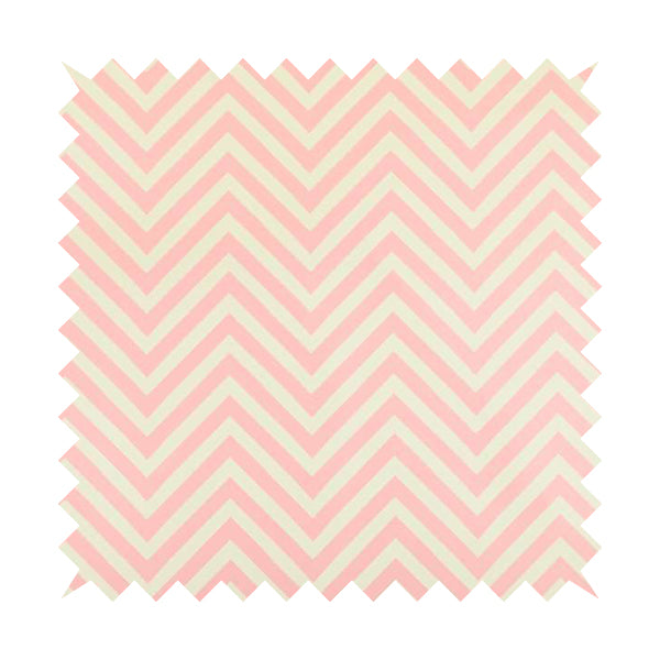 Freedom Printed Velvet Fabric Pink White Chevron Colour Pattern Upholstery Fabrics CTR-500 - Handmade Cushions