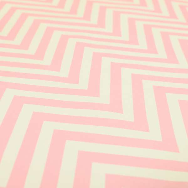 Freedom Printed Velvet Fabric Pink White Chevron Colour Pattern Upholstery Fabrics CTR-500