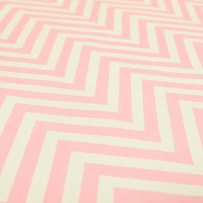 Freedom Printed Velvet Fabric Pink White Chevron Colour Pattern Upholstery Fabrics CTR-500