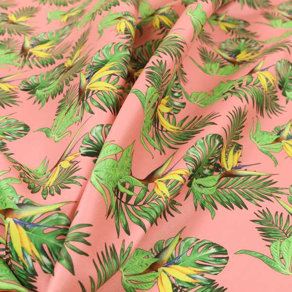 Freedom Printed Velvet Fabric Pink Green Colourful Floral Flower Pattern Upholstery Fabric CTR-502 - Roman Blinds