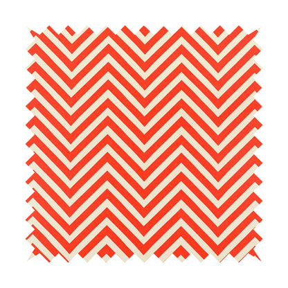 Freedom Printed Velvet Fabric Red White Chevron Striped Pattern Upholstery Fabrics CTR-503 - Roman Blinds