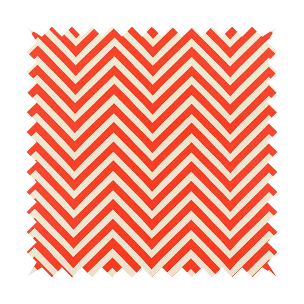 Freedom Printed Velvet Fabric Red White Chevron Striped Pattern Upholstery Fabrics CTR-503 - Made To Measure Curtains