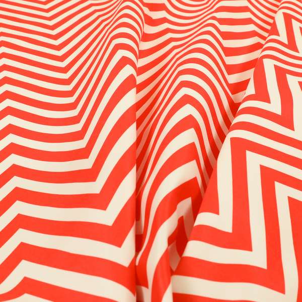Freedom Printed Velvet Fabric Red White Chevron Striped Pattern Upholstery Fabrics CTR-503