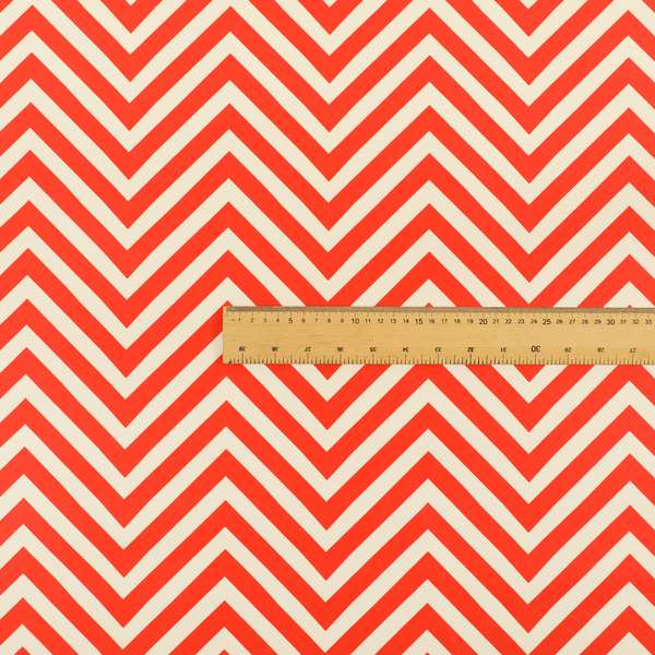 Freedom Printed Velvet Fabric Red White Chevron Striped Pattern Upholstery Fabrics CTR-503 - Roman Blinds