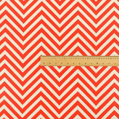 Freedom Printed Velvet Fabric Red White Chevron Striped Pattern Upholstery Fabrics CTR-503 - Roman Blinds