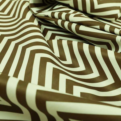 Freedom Printed Velvet Fabric Brown White Chevron Colour Print Upholstery Fabrics CTR-504 - Roman Blinds