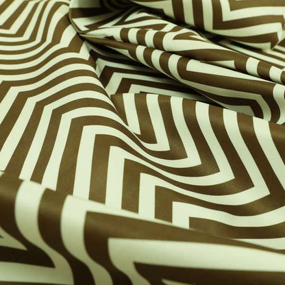 Freedom Printed Velvet Fabric Brown White Chevron Colour Print Upholstery Fabrics CTR-504 - Handmade Cushions