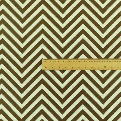 Freedom Printed Velvet Fabric Brown White Chevron Colour Print Upholstery Fabrics CTR-504 - Roman Blinds