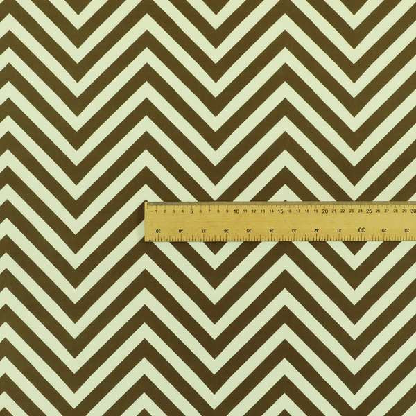 Freedom Printed Velvet Fabric Brown White Chevron Colour Print Upholstery Fabrics CTR-504 - Made To Measure Curtains