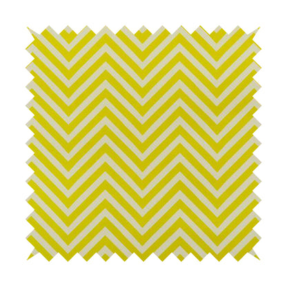 Freedom Printed Velvet Fabric Yellow White Chevron Colour Print Upholstery Fabric CTR-508 - Roman Blinds
