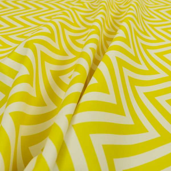 Freedom Printed Velvet Fabric Yellow White Chevron Colour Print Upholstery Fabric CTR-508 - Roman Blinds