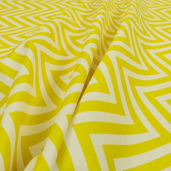 Freedom Printed Velvet Fabric Yellow White Chevron Colour Print Upholstery Fabric CTR-508 - Made To Measure Curtains