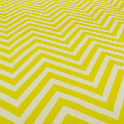 Freedom Printed Velvet Fabric Yellow White Chevron Colour Print Upholstery Fabric CTR-508