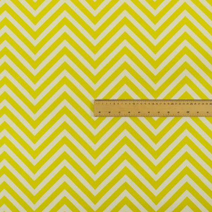 Freedom Printed Velvet Fabric Yellow White Chevron Colour Print Upholstery Fabric CTR-508