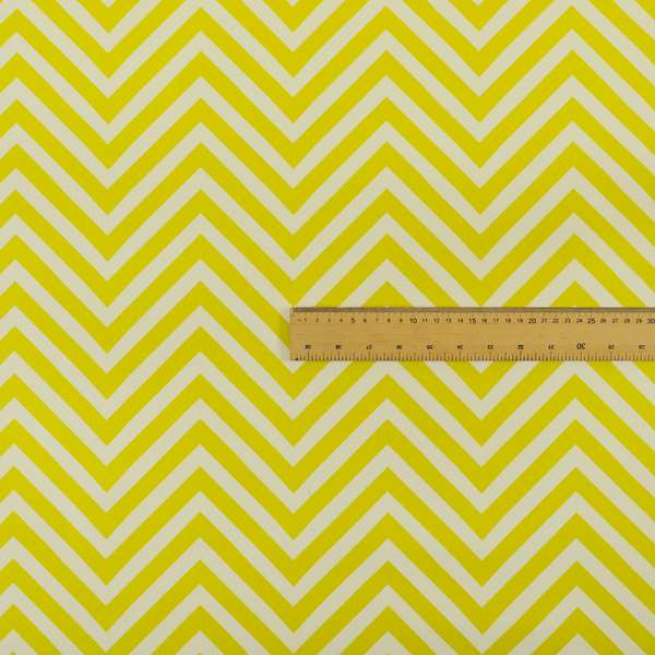 Freedom Printed Velvet Fabric Yellow White Chevron Colour Print Upholstery Fabric CTR-508 - Made To Measure Curtains