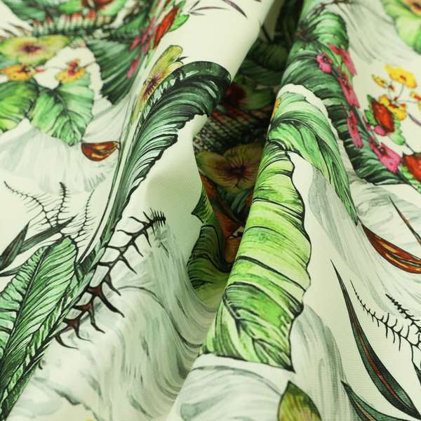 Freedom Printed Velvet Fabric Greens Colours Full Of Floral Printed Upholstery Fabrics CTR-514 - Roman Blinds