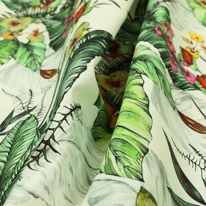 Freedom Printed Velvet Fabric Greens Colours Full Of Floral Printed Upholstery Fabrics CTR-514 - Roman Blinds