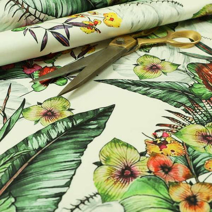 Freedom Printed Velvet Fabric Greens Colours Full Of Floral Printed Upholstery Fabrics CTR-514 - Roman Blinds