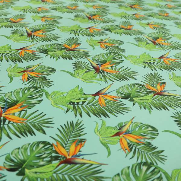 Freedom Printed Velvet Fabric Blue Green Colour Leaf Floral Pattern Upholstery Fabrics CTR-516 - Roman Blinds