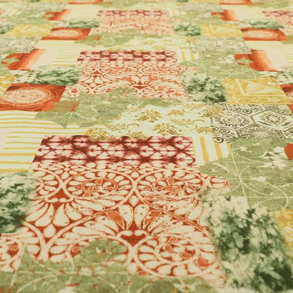Freedom Printed Velvet Fabric Collection Patchwork Pattern Upholstery Fabric CTR-52 - Handmade Cushions