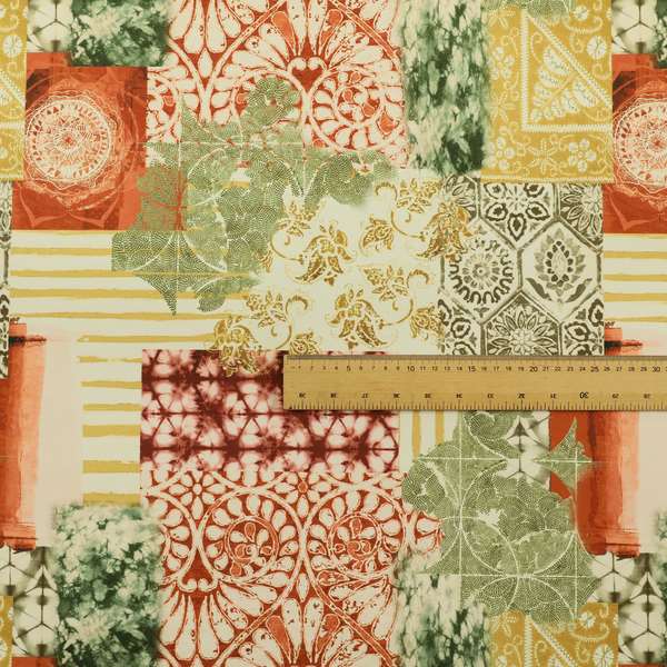 Freedom Printed Velvet Fabric Collection Patchwork Pattern Upholstery Fabric CTR-52 - Roman Blinds