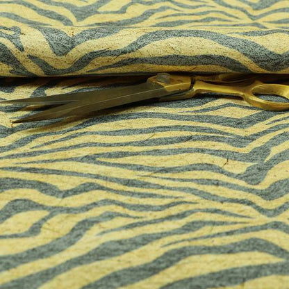 Freedom Printed Velvet Fabric Grey Beige Colour Animal Zebra Stripe Pattern Upholstery Fabrics CTR-520 - Roman Blinds