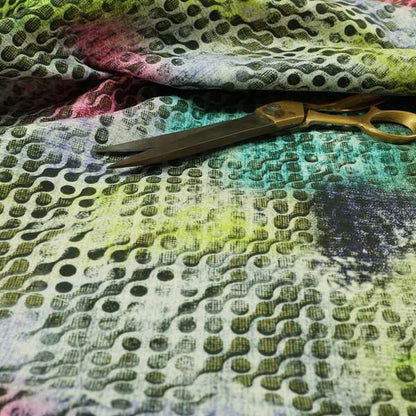 Freedom Printed Velvet Fabric Colourful Geometric Chain Links Pattern Upholstery Fabrics CTR-521