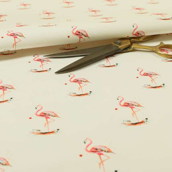 Freedom Printed Velvet Fabric Pink Colour Uniformed Flamingo Pattern Upholstery Fabric CTR-523 - Made To Measure Curtains