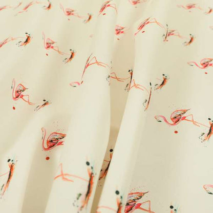 Freedom Printed Velvet Fabric Pink Colour Uniformed Flamingo Pattern Upholstery Fabric CTR-523 - Handmade Cushions