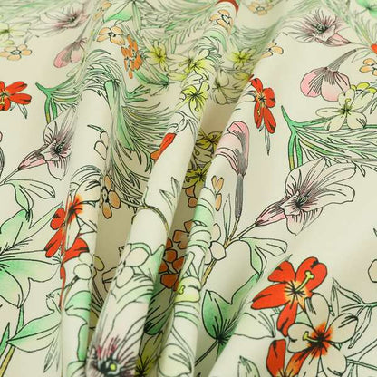 Freedom Printed Velvet Fabric Red Floral Garden Theme Pattern Upholstery Fabrics CTR-524 - Made To Measure Curtains