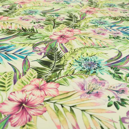 Freedom Printed Velvet Fabric Rich Floral Exotic Green Blue Pattern Upholstery Fabrics CTR-526