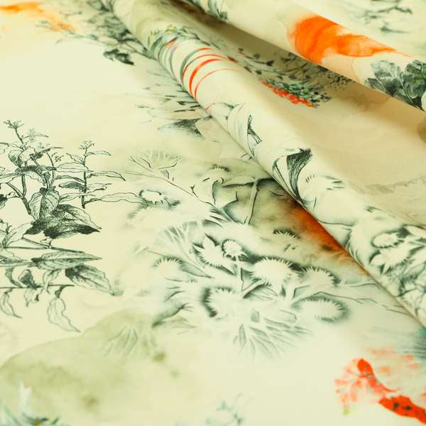 Freedom Printed Velvet Fabric Floral Scenery Greenery Pattern Colourful Upholstery Fabrics CTR-528 - Handmade Cushions