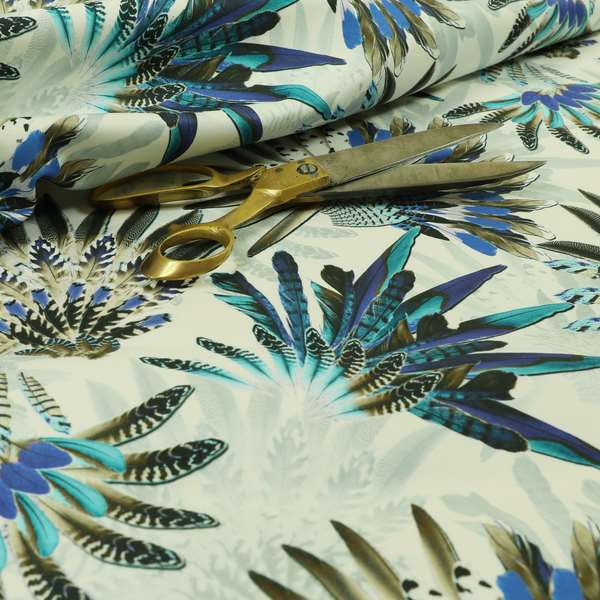 Freedom Printed Velvet Fabric Turquoise Blue Native American Pattern Upholstery Fabric CTR-529 - Made To Measure Curtains