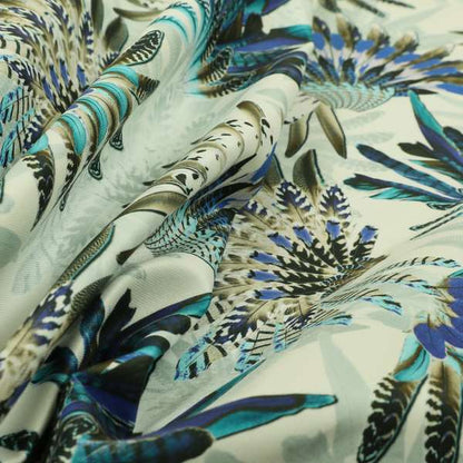 Freedom Printed Velvet Fabric Turquoise Blue Native American Pattern Upholstery Fabric CTR-529 - Made To Measure Curtains