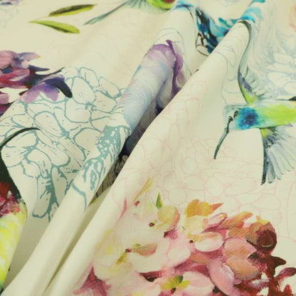 Freedom Printed Velvet Fabric Kingfisher Colourful Bird Floral Pattern Upholstery Fabric CTR-533 - Roman Blinds