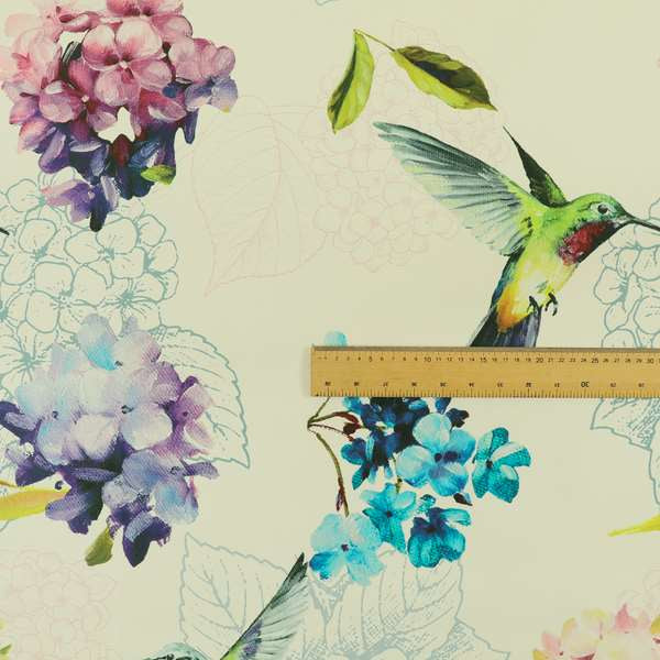 Freedom Printed Velvet Fabric Kingfisher Colourful Bird Floral Pattern Upholstery Fabric CTR-533