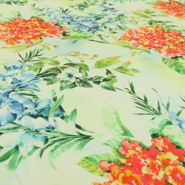 Freedom Printed Velvet Fabric Red Lilies Colourful Floral Pattern Upholstery Fabrics CTR-534 - Made To Measure Curtains