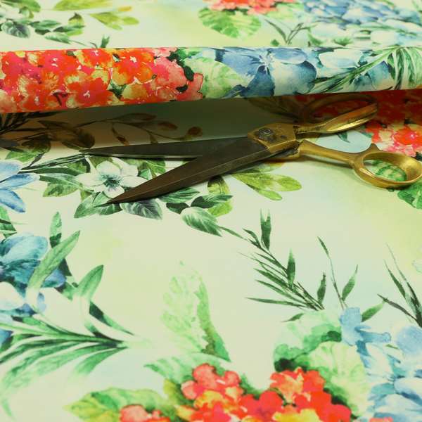 Freedom Printed Velvet Fabric Red Lilies Colourful Floral Pattern Upholstery Fabrics CTR-534