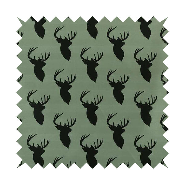 Freedom Printed Velvet Fabric Black Stag Head Animal Pattern Grey Upholstery Fabric CTR-535 - Roman Blinds