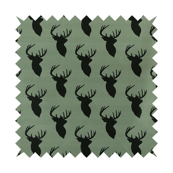 Freedom Printed Velvet Fabric Black Stag Head Animal Pattern Grey Upholstery Fabric CTR-535 - Made To Measure Curtains