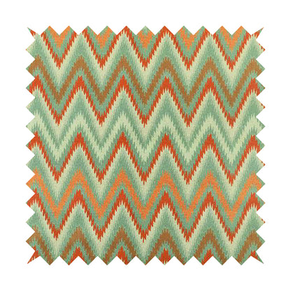 Freedom Printed Velvet Fabric Zigg Zagg Stripe Orange Red Green Chevron Upholstery Fabrics CTR-538 - Made To Measure Curtains