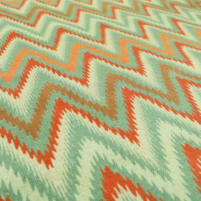 Freedom Printed Velvet Fabric Zigg Zagg Stripe Orange Red Green Chevron Upholstery Fabrics CTR-538 - Made To Measure Curtains