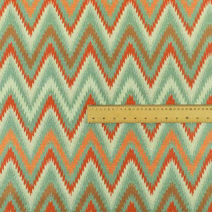 Freedom Printed Velvet Fabric Zigg Zagg Stripe Orange Red Green Chevron Upholstery Fabrics CTR-538