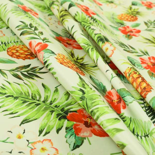 Freedom Printed Velvet Fabric Colourful Floral Pineapple Fruits Pattern Upholstery Fabric CTR-539 - Roman Blinds