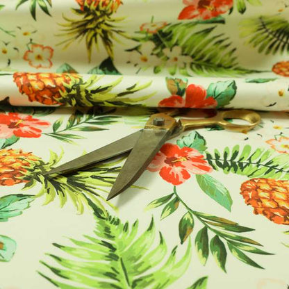 Freedom Printed Velvet Fabric Colourful Floral Pineapple Fruits Pattern Upholstery Fabric CTR-539 - Roman Blinds