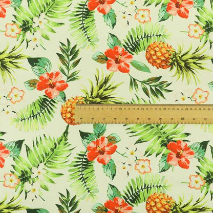 Freedom Printed Velvet Fabric Colourful Floral Pineapple Fruits Pattern Upholstery Fabric CTR-539 - Made To Measure Curtains