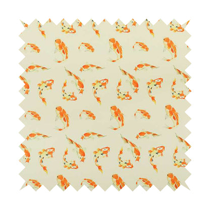 Freedom Printed Velvet Fabric Orange Koi Fish Swimming Pattern Furnishing Upholstery Fabric CTR-542 - Roman Blinds