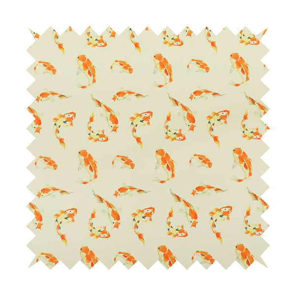 Freedom Printed Velvet Fabric Orange Koi Fish Swimming Pattern Furnishing Upholstery Fabric CTR-542 - Handmade Cushions