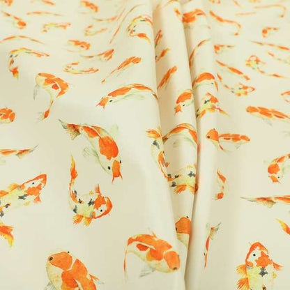 Freedom Printed Velvet Fabric Orange Koi Fish Swimming Pattern Furnishing Upholstery Fabric CTR-542 - Roman Blinds